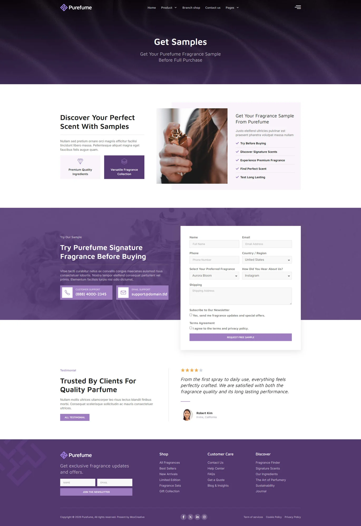 Purefume-香水香氛 Elementor Pro 模板套件 Preview 2