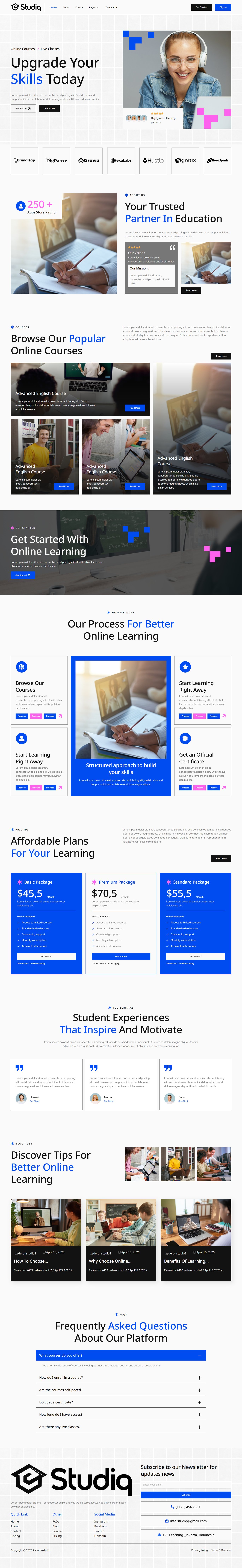 Studiq-在线课程与教育培训 Elementor Pro 模板套件 Preview 4