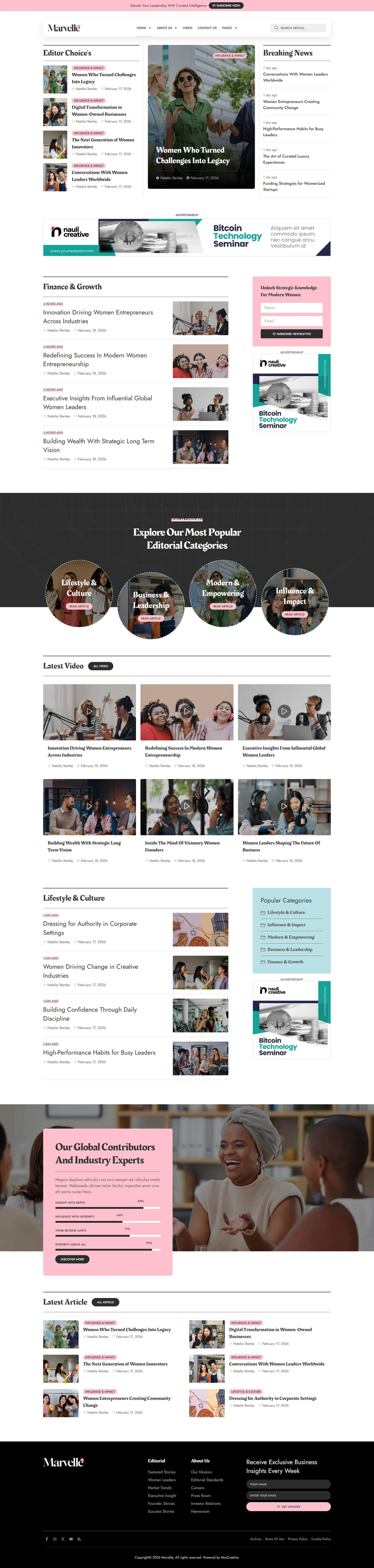 Marvelle – 现代女性风格博客与杂志 Elementor Pro 模板套件 Preview 7