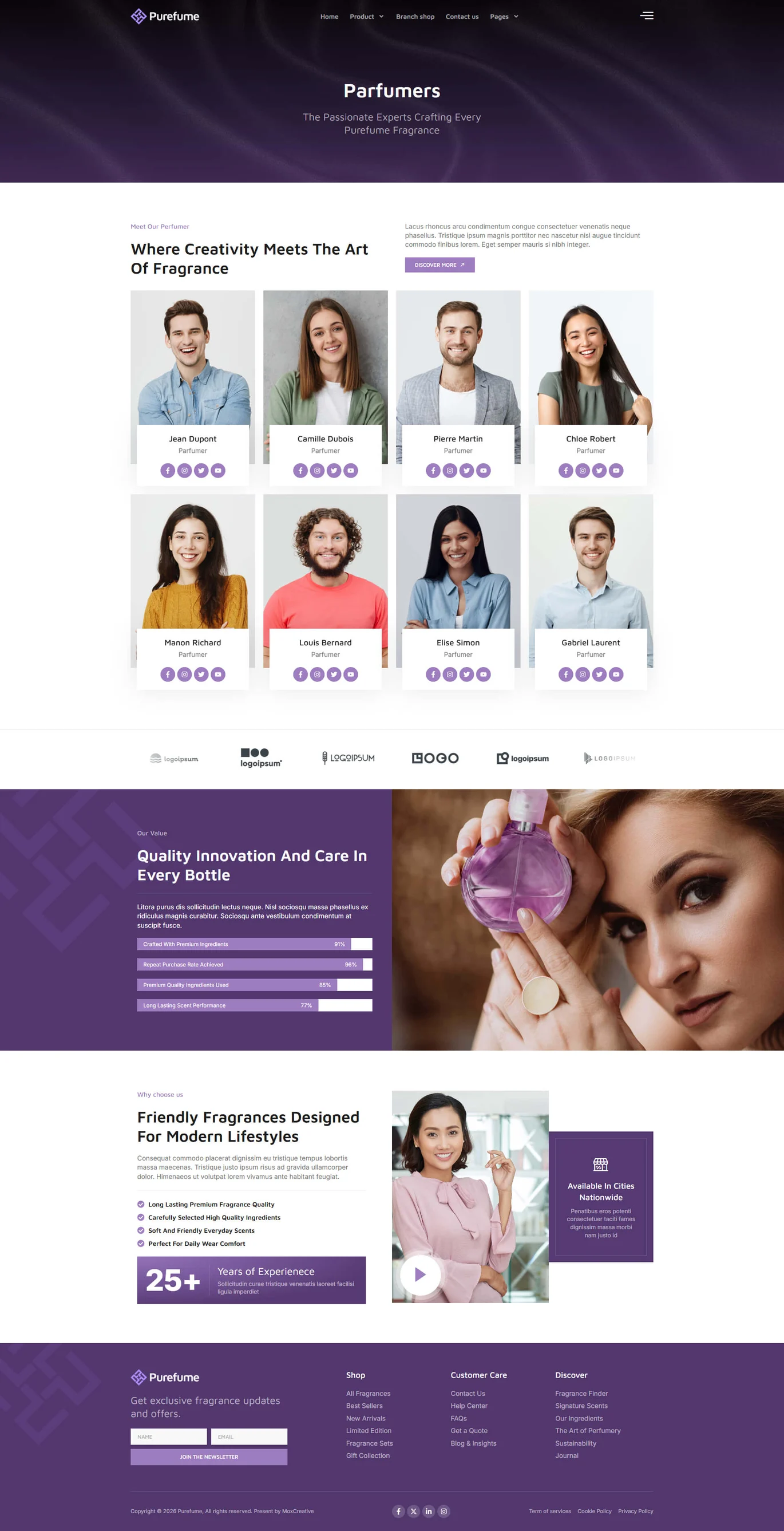 Purefume-香水香氛 Elementor Pro 模板套件 Preview 3