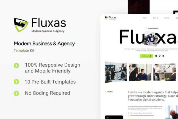Fluxas -现代商务与机构工作室 Elementor 模板套件