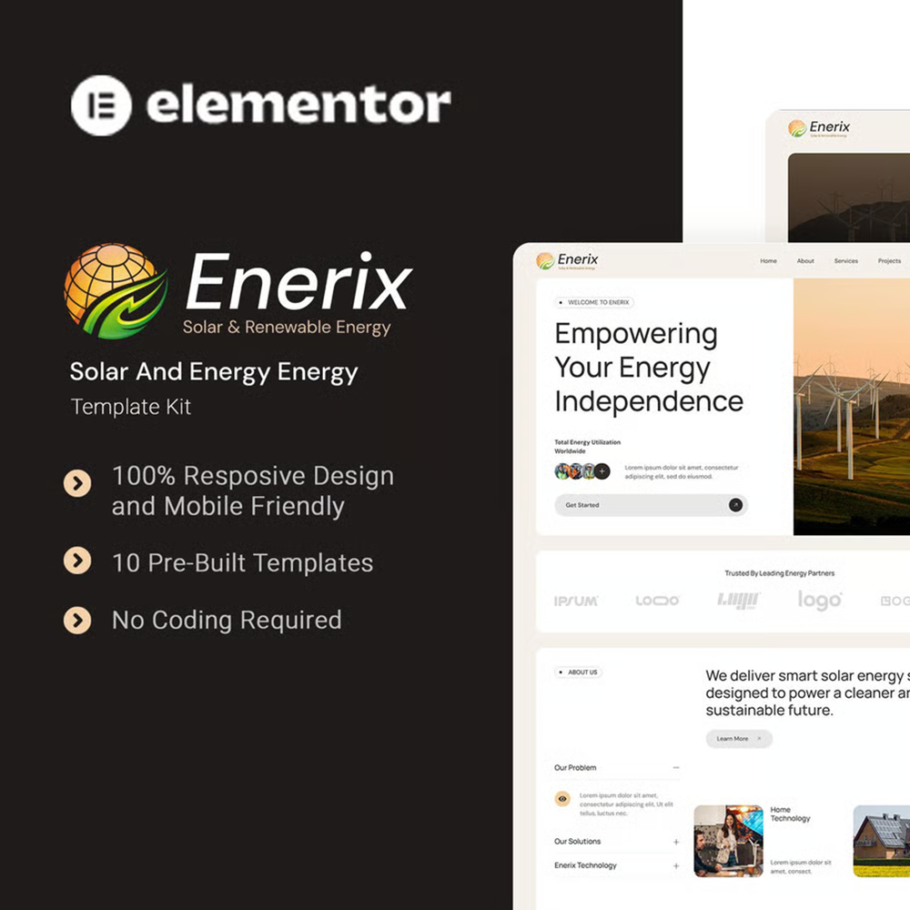 Enerix-太阳能与可再生能源 Elementor 模板套件