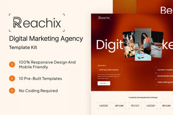 Reachix – 数字营销机构 Elementor 模板套件