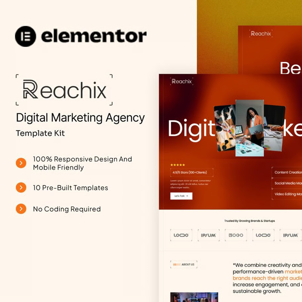 Reachix – 数字营销机构 Elementor 模板套件
