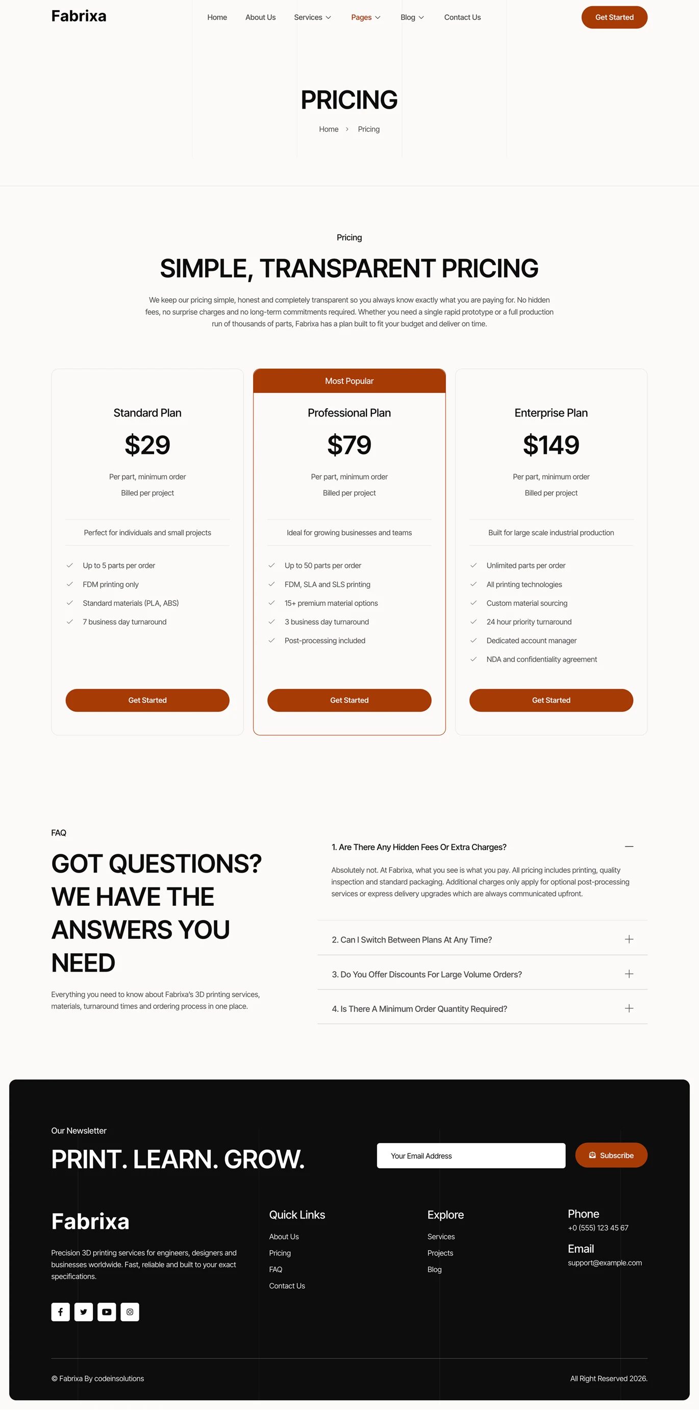 Fabrixa -3D 打印服务 Elementor 模板套件 Preview 7