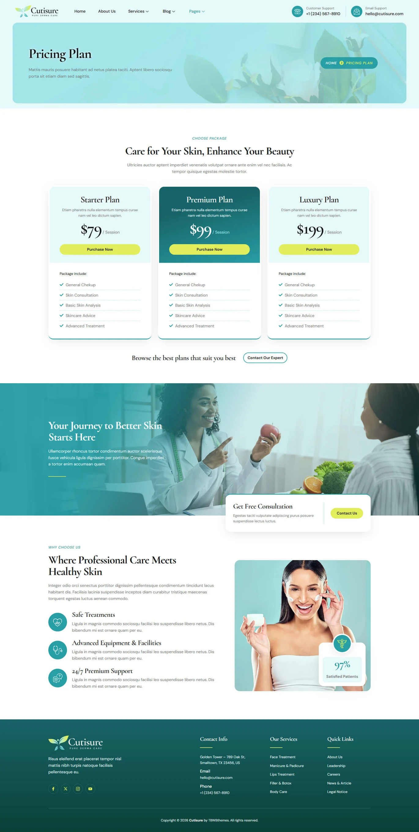 Cutisure – 美容诊所与皮肤科 Elementor 模板套件 Preview 2