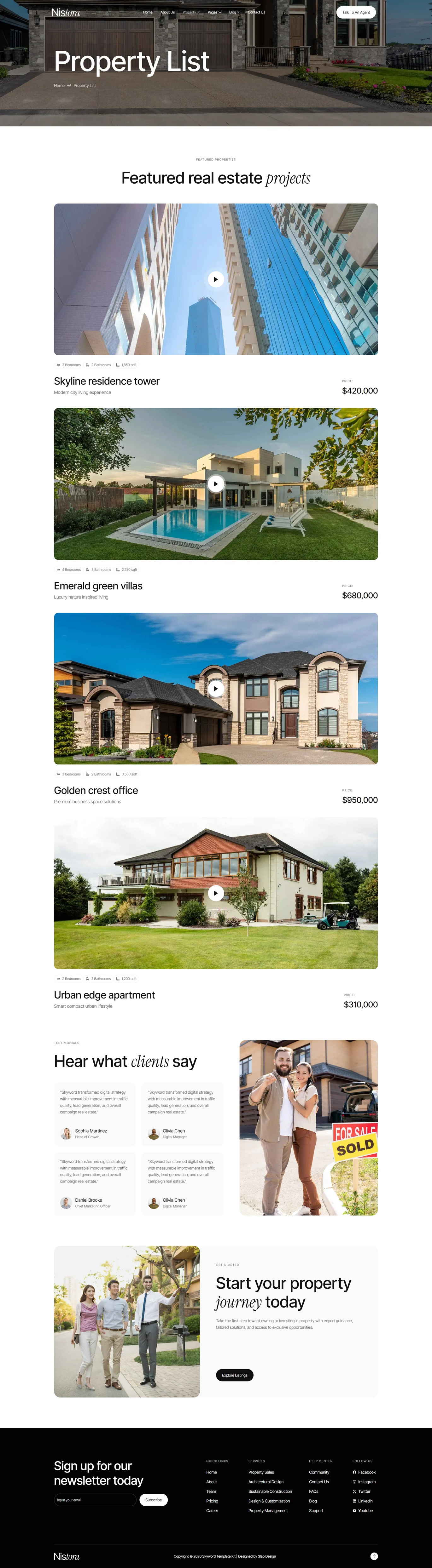 Nistora-房地产与物业 Elementor 模板套件 Preview 1