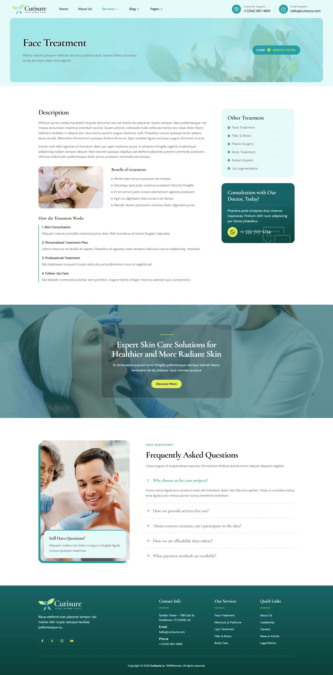 Cutisure – 美容诊所与皮肤科 Elementor 模板套件 Preview 1