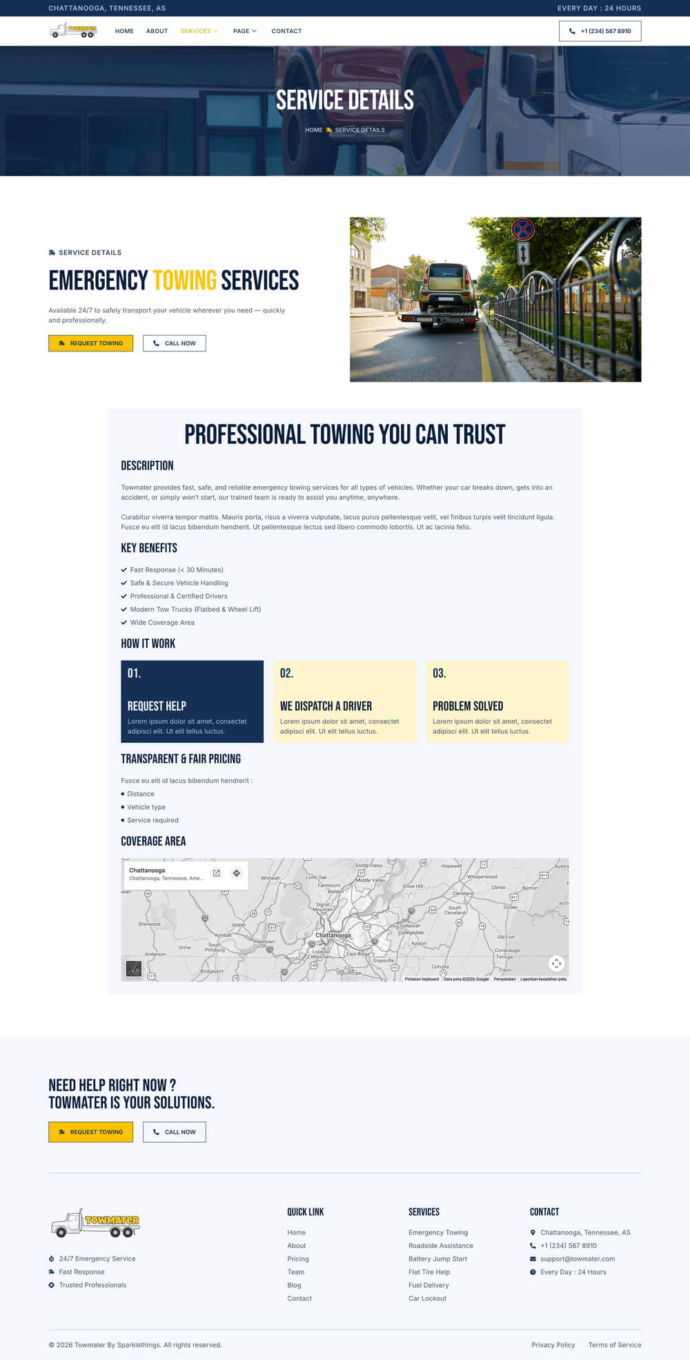 Towmater–应急拖车服务 Elementor 模板套件 Preview 2