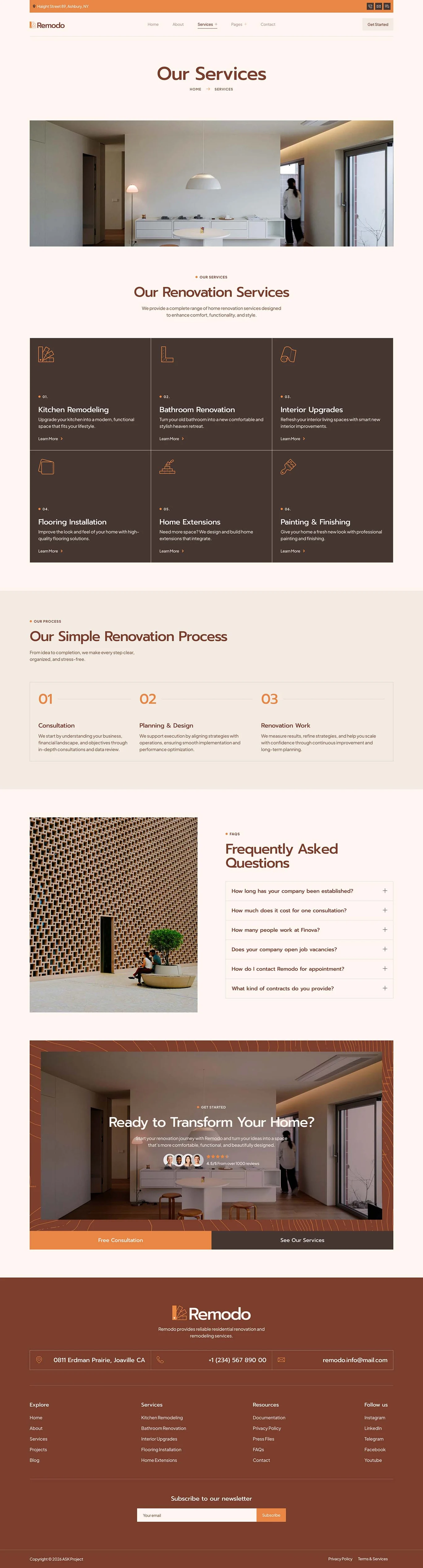 Remodo-住宅装修翻新 Elementor 模板套件 Preview 1