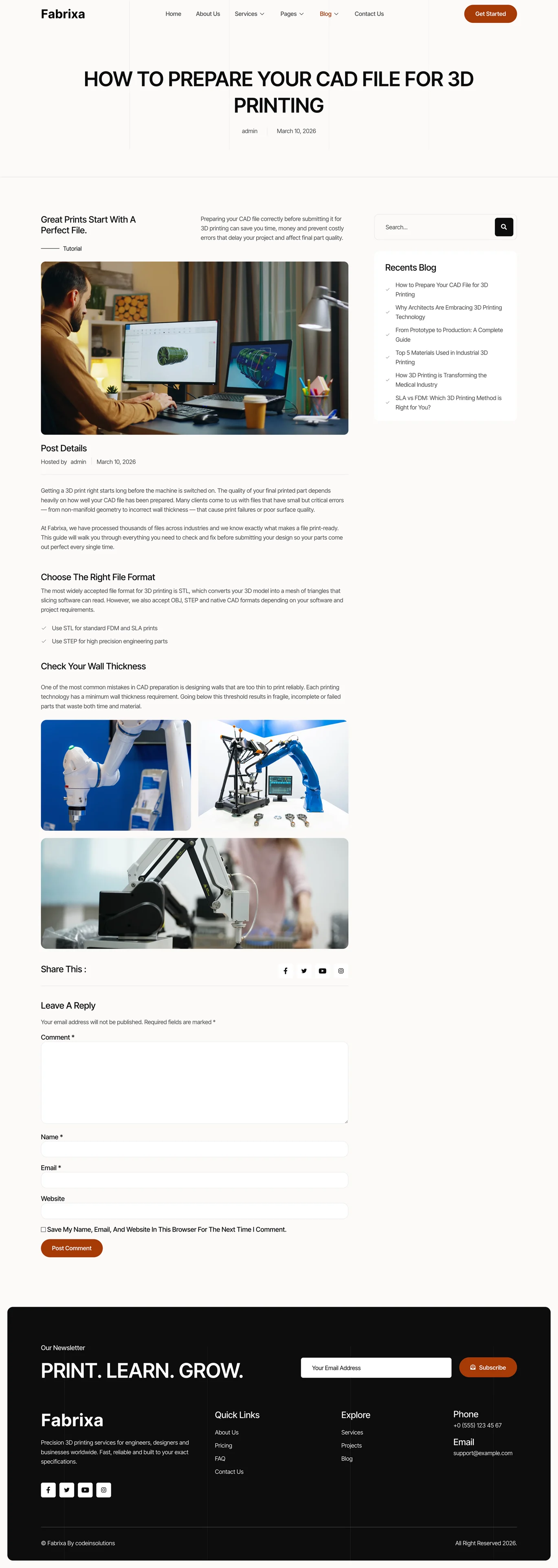 Fabrixa -3D 打印服务 Elementor 模板套件 Preview 2