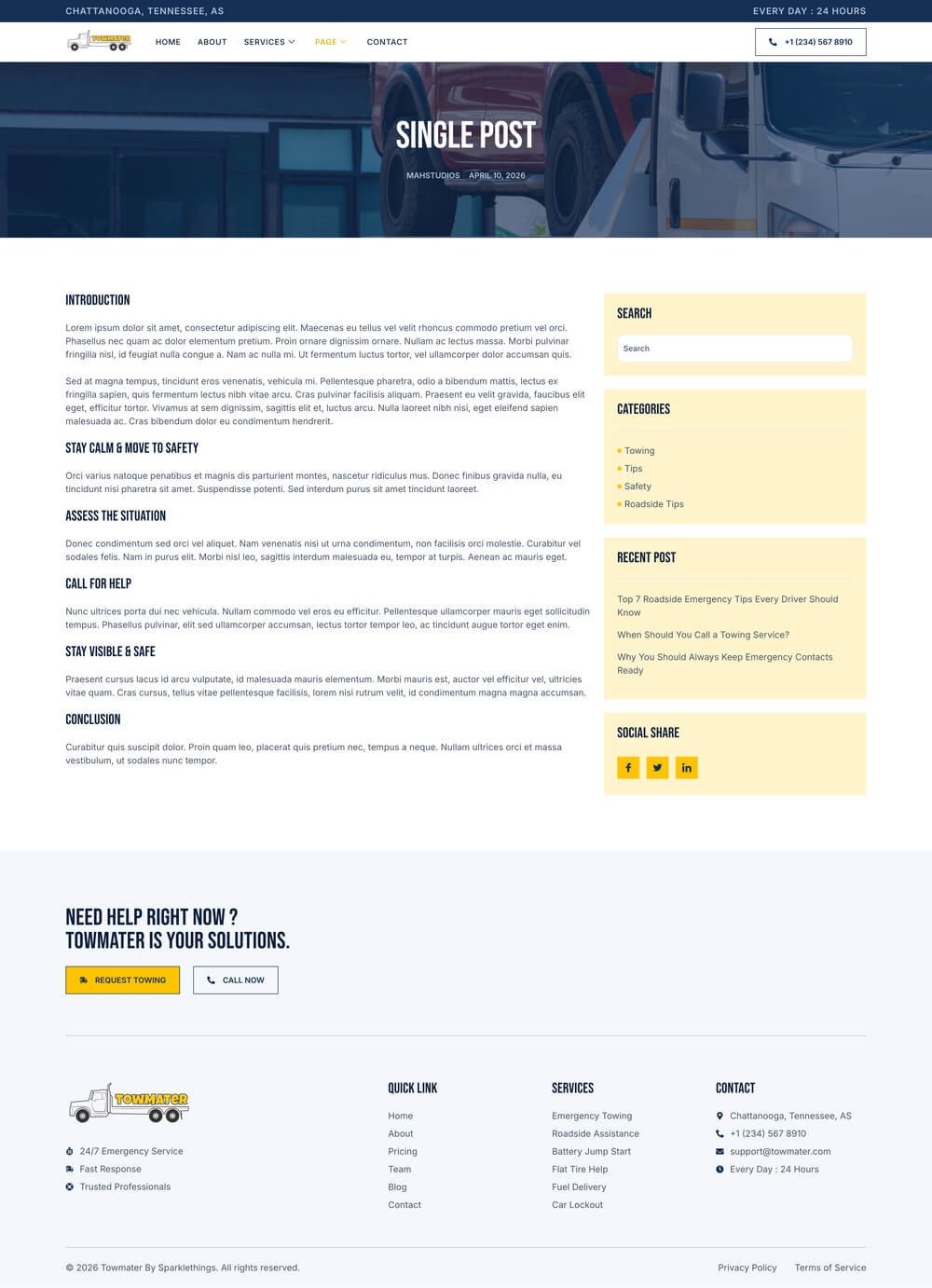 Towmater–应急拖车服务 Elementor 模板套件 Preview 3