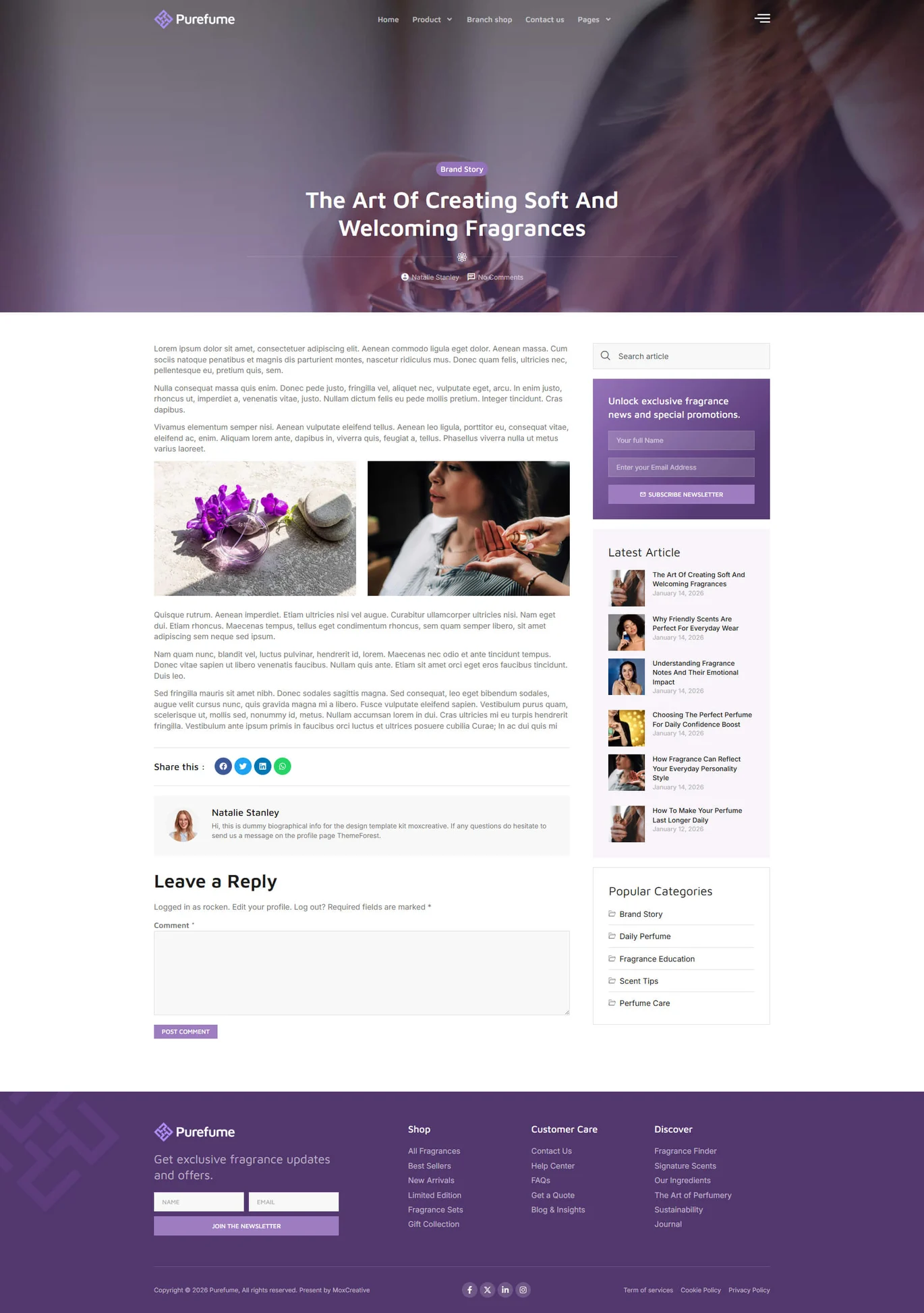 Purefume-香水香氛 Elementor Pro 模板套件 Preview 5