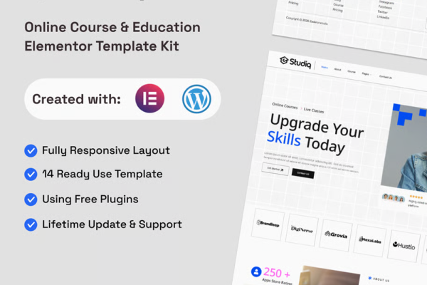 Studiq-在线课程与教育培训 Elementor Pro 模板套件