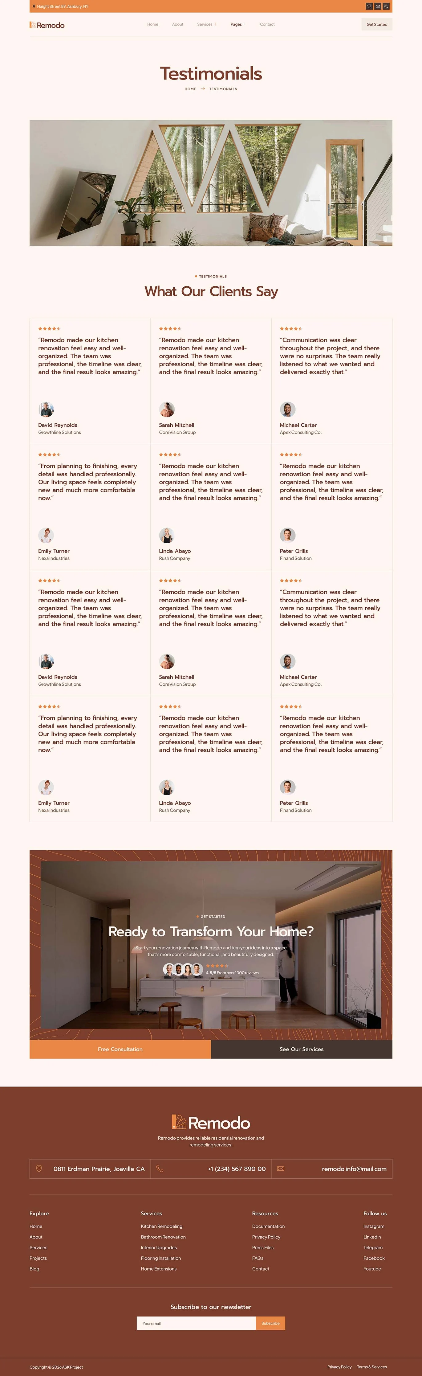 Remodo-住宅装修翻新 Elementor 模板套件 Preview 2