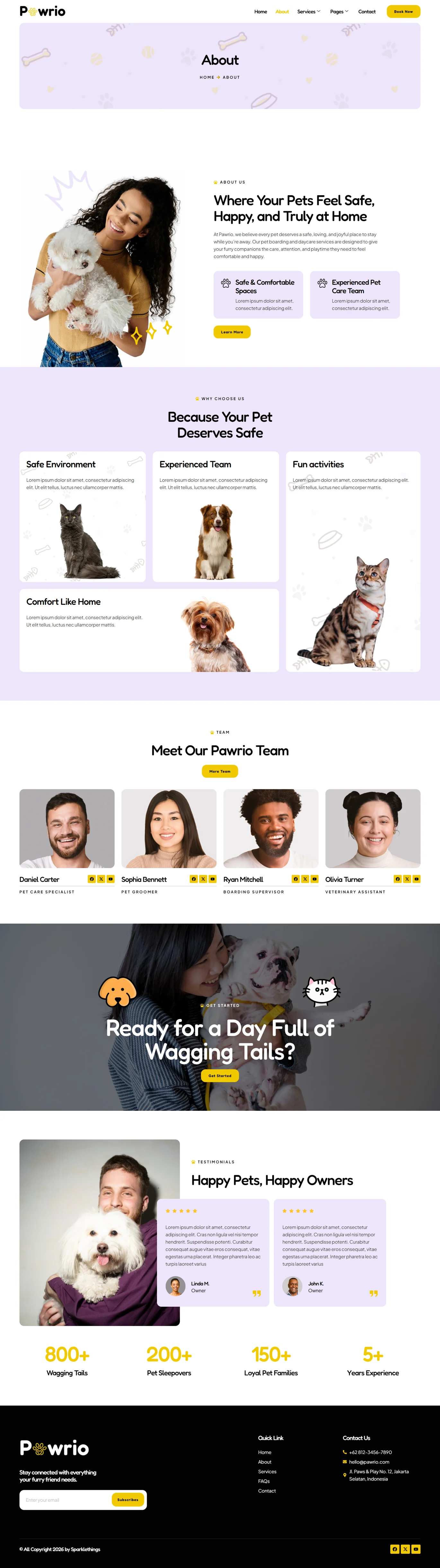 Pawrio-宠物寄养与日托 Elementor 模板套件 Preview 2