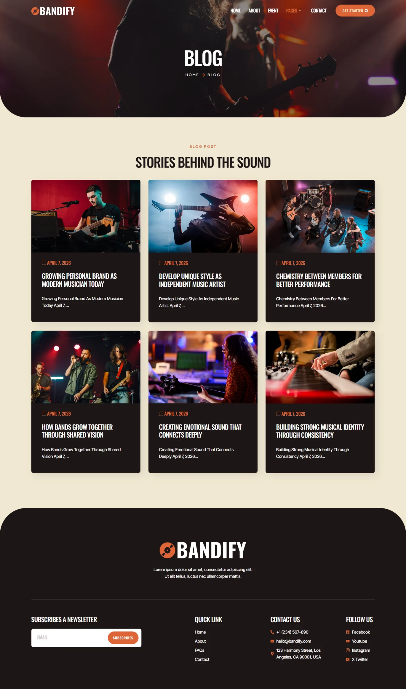 Bandify-乐队与音乐人 Elementor 模板套件 Preview 7