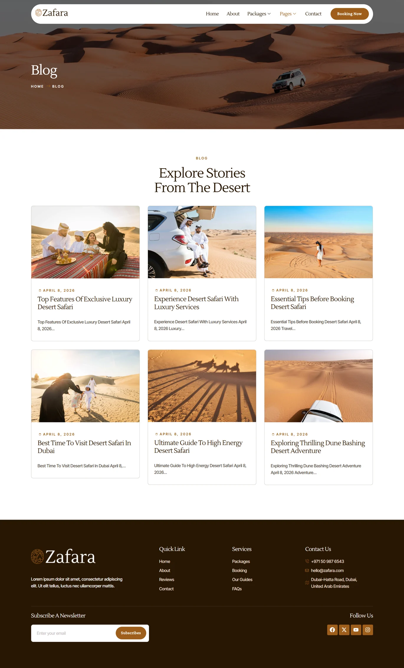 Zafara-沙漠探险旅行团 Elementor 模板套件 Preview 9