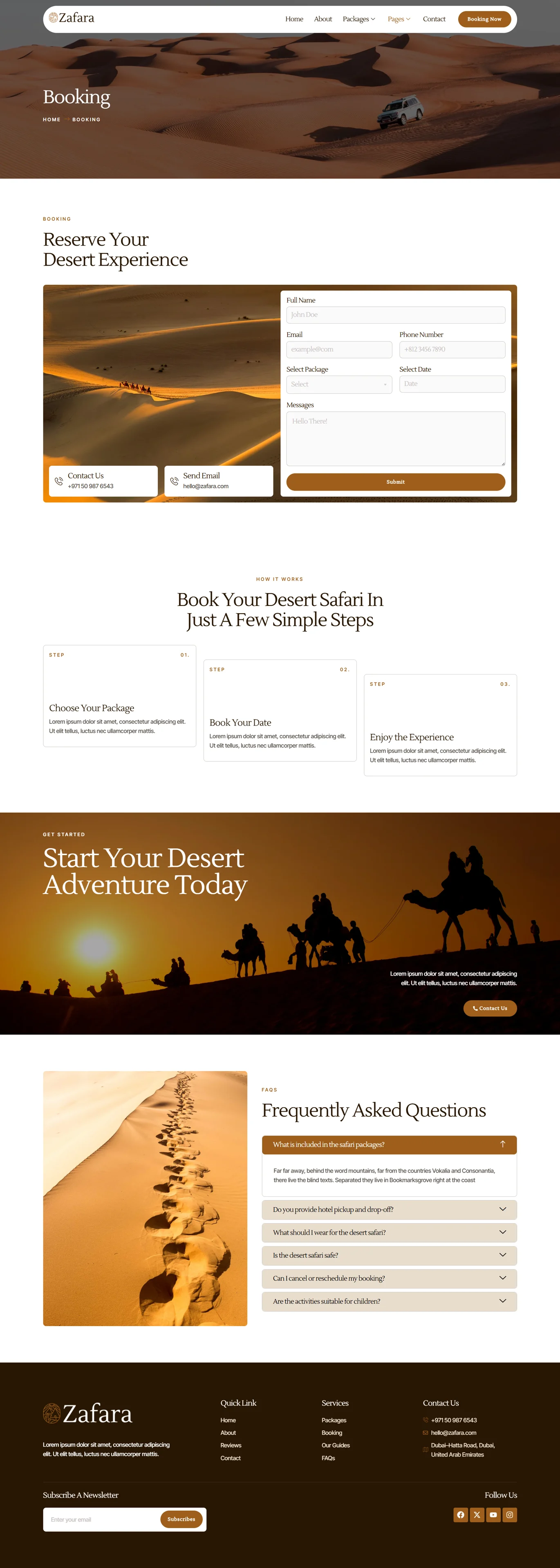 Zafara-沙漠探险旅行团 Elementor 模板套件 Preview 2