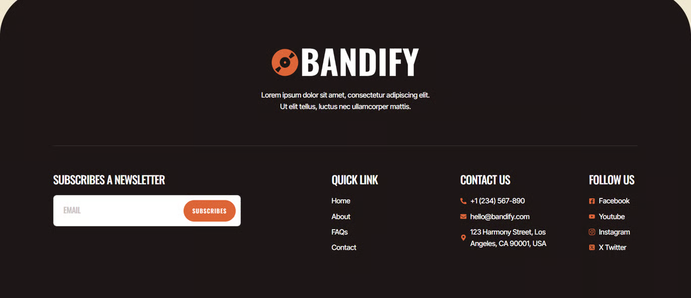 Bandify-乐队与音乐人 Elementor 模板套件 Preview 1