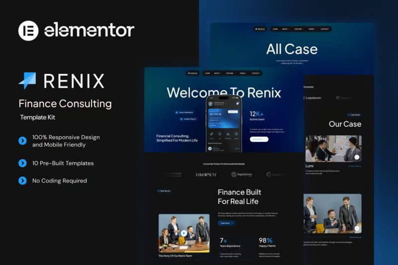 Renix-金融咨询类 Elementor 模板套件 Preview 6