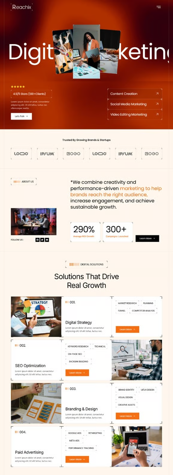 Reachix – 数字营销机构 Elementor 模板套件 Preview 5