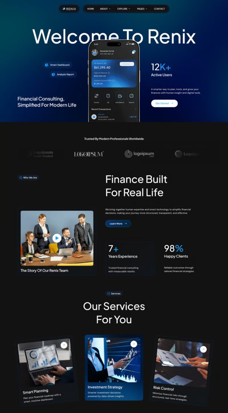 Renix-金融咨询类 Elementor 模板套件 Preview 4