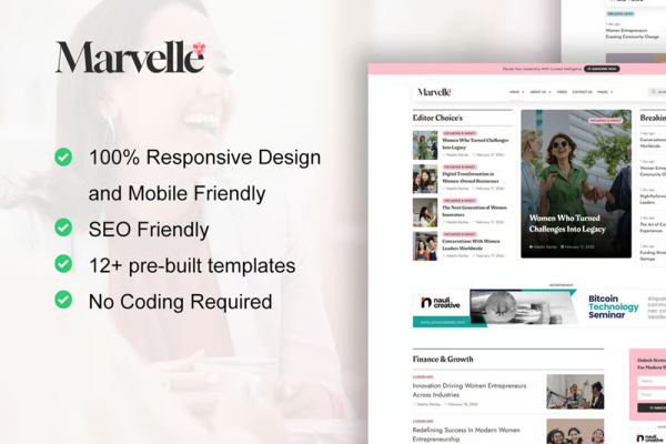 Marvelle – 现代女性风格博客与杂志 Elementor Pro 模板套件
