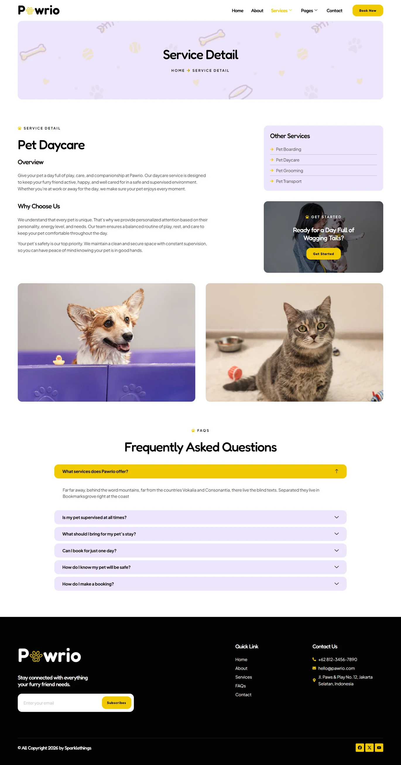 Pawrio-宠物寄养与日托 Elementor 模板套件 Preview 6