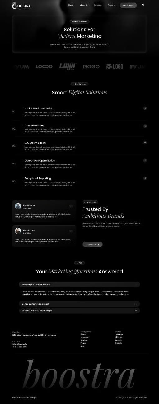 Boostra-现代数字营销 Elementor 模板套件 Preview 2