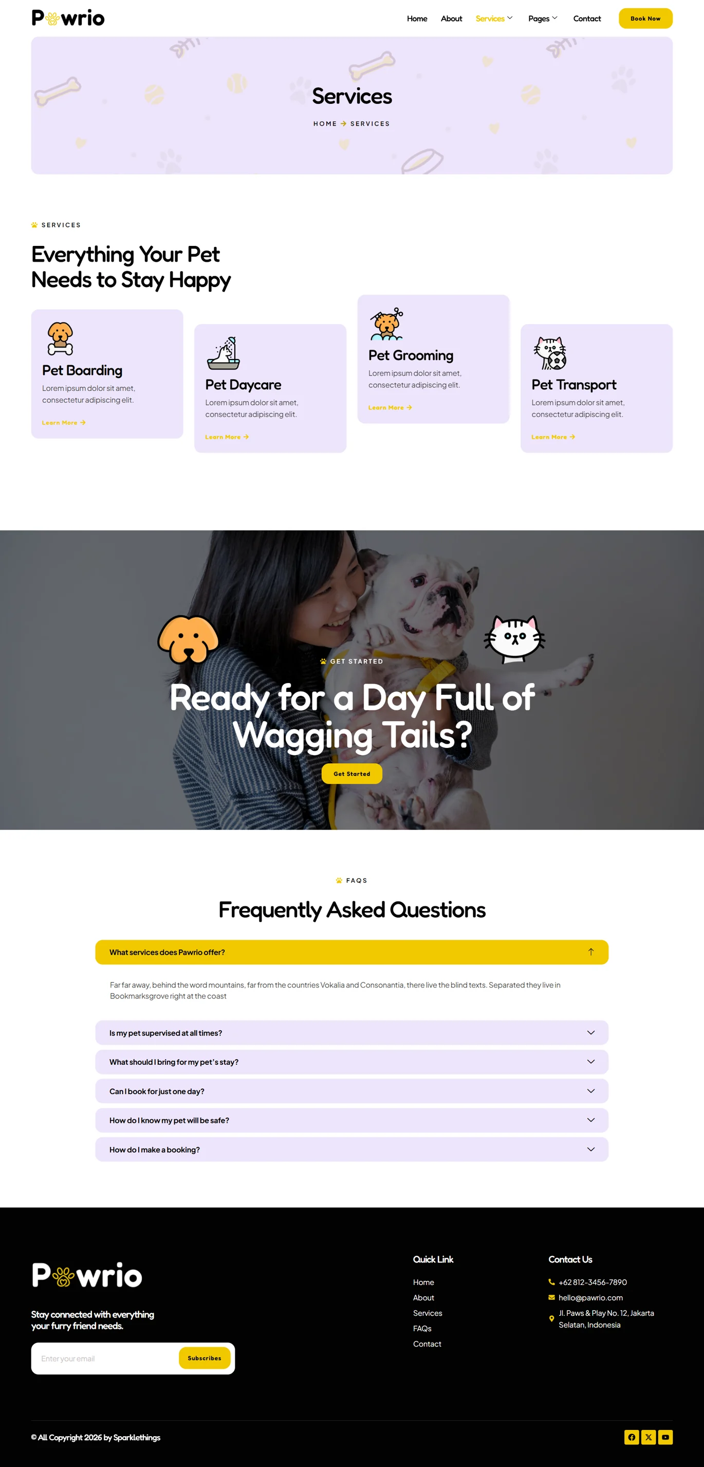 Pawrio-宠物寄养与日托 Elementor 模板套件 Preview 8
