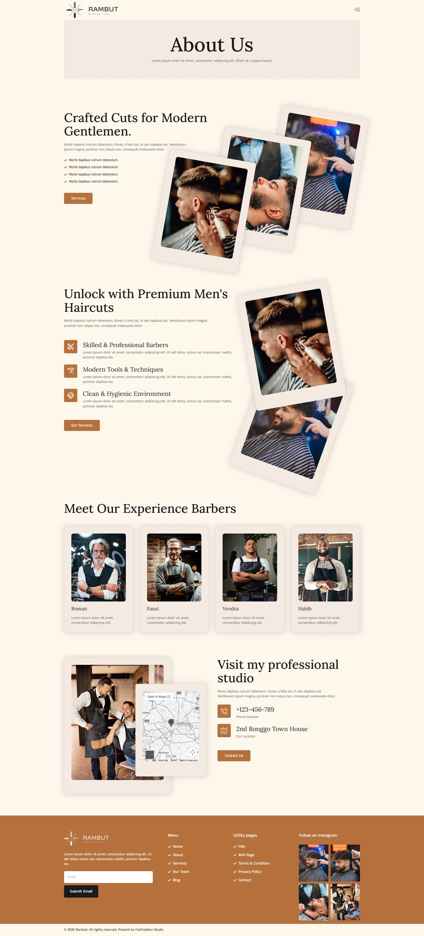Rambut – 男士理发店 Elementor Pro 模板套件 Preview 1