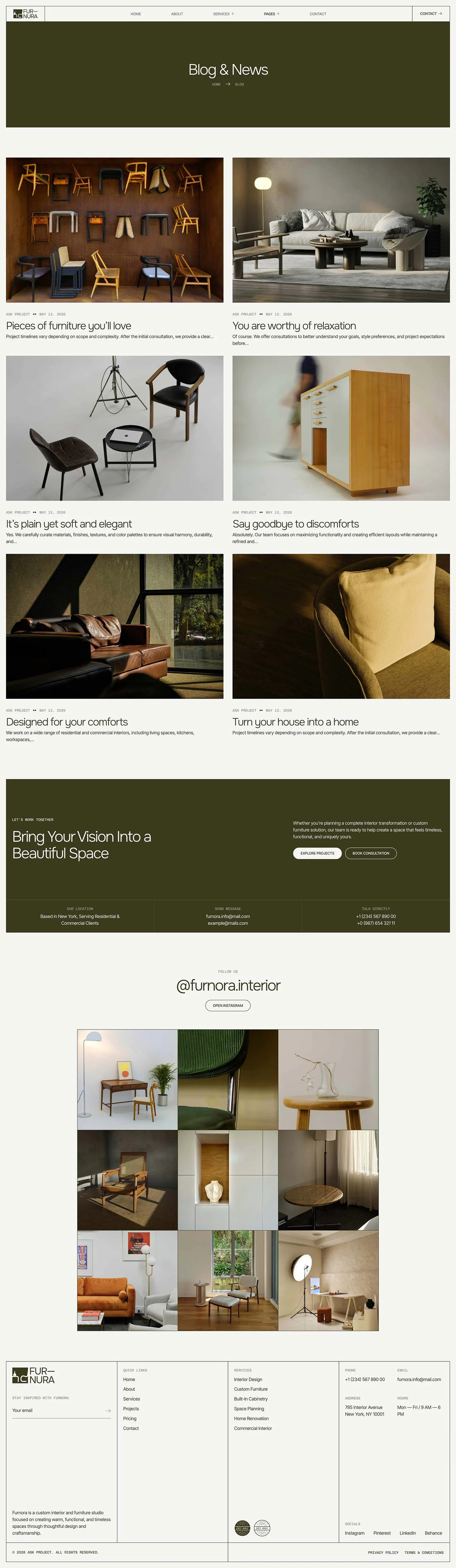 Furnora – 定制室内设计与家具工作室 Elementor 模板套件 Preview 11