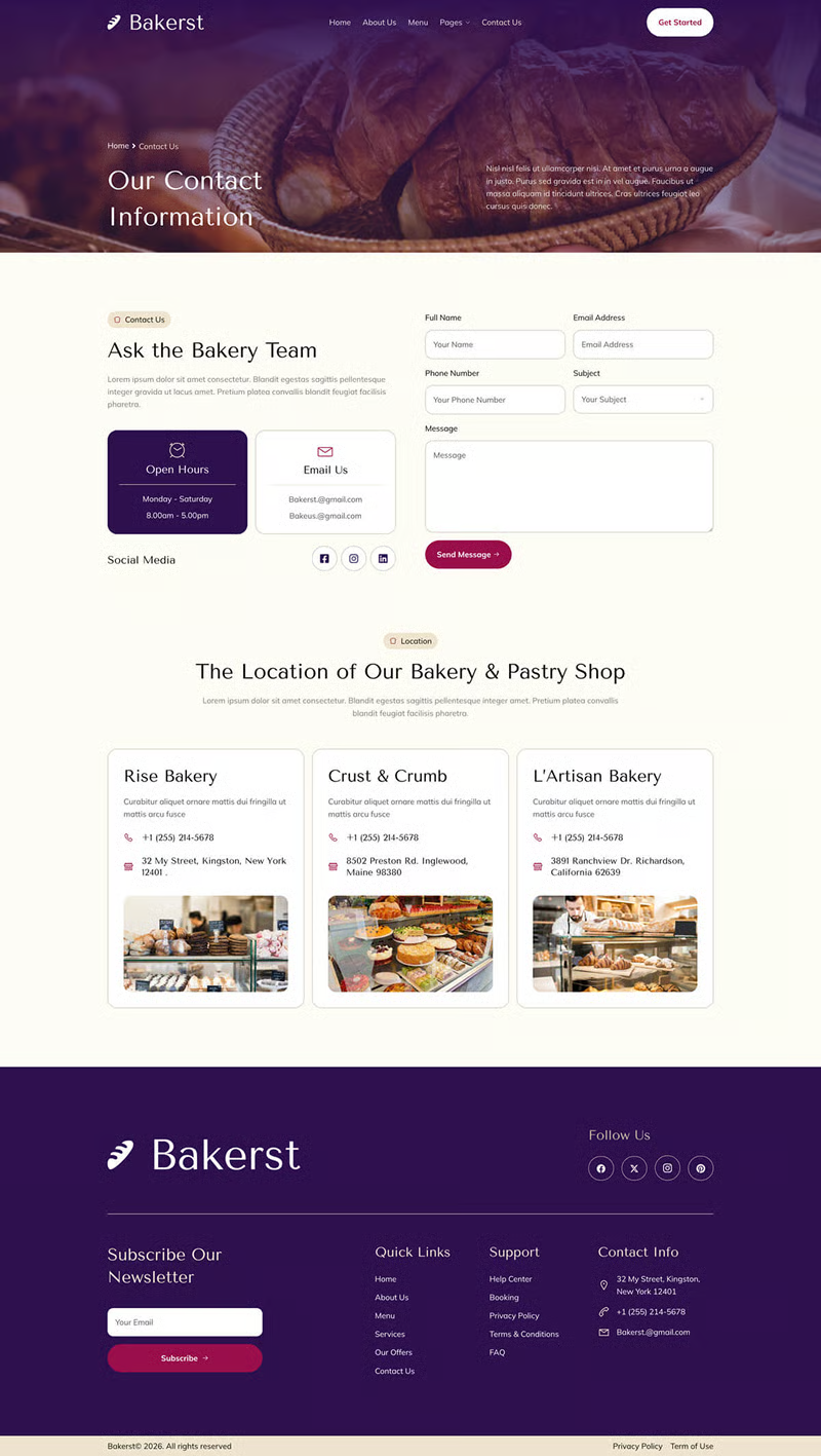 Bakerst – 烘焙糕点面包店 Elementor 模板套件 Preview 4