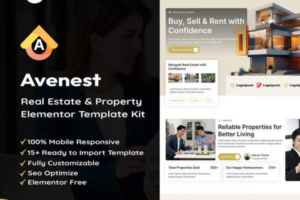 Avenest – 房地产及房源展示 Elementor 模板套件