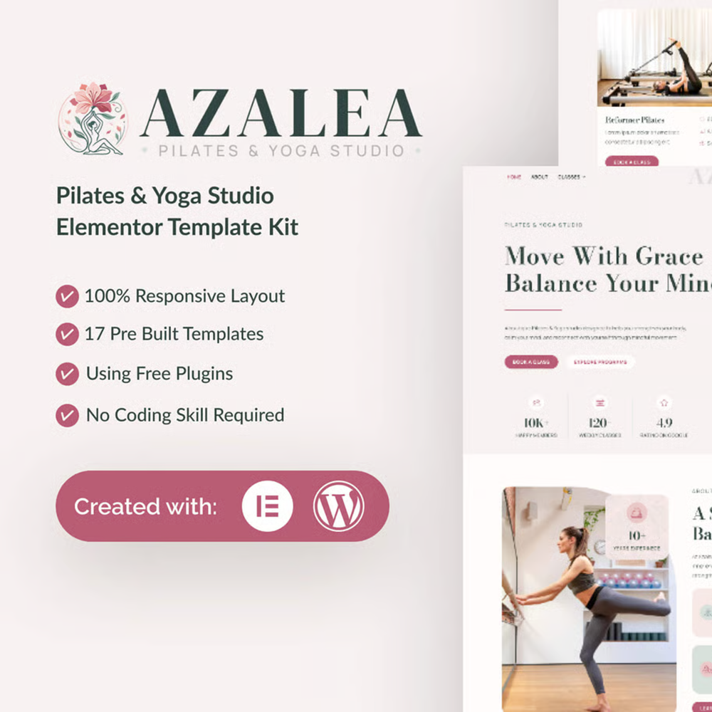 Azalea – 普拉提与瑜伽工作室 Elementor 模板套件