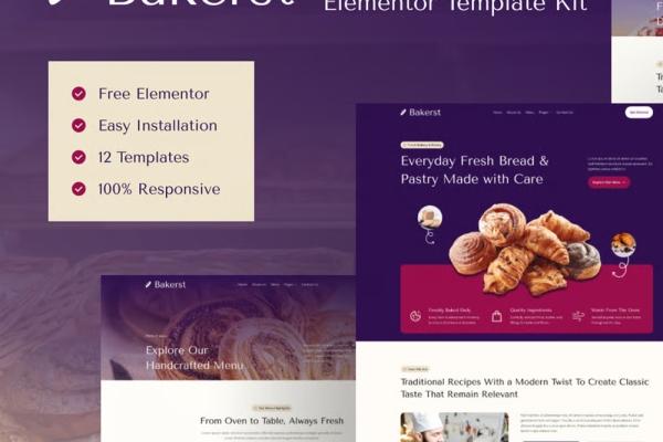Bakerst – 烘焙糕点面包店 Elementor 模板套件