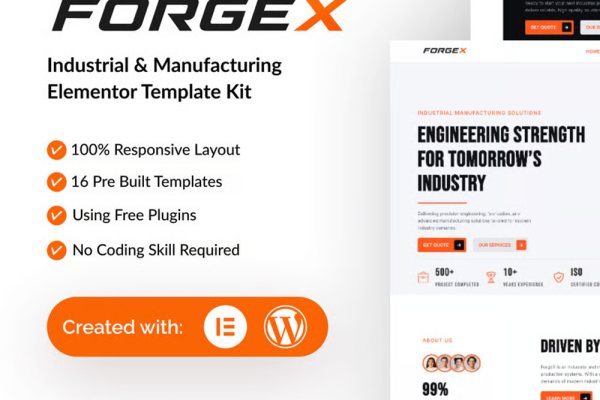 ForgeX – 工业与制造业 Elementor 模板套件