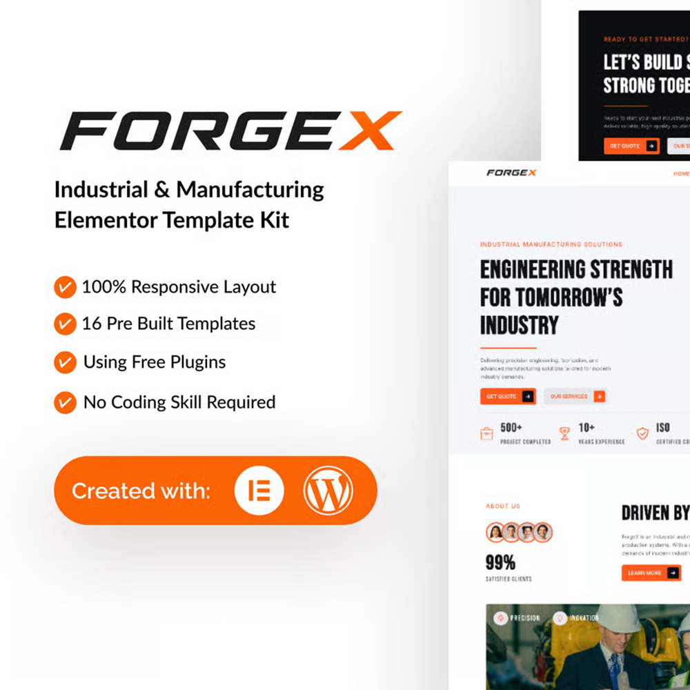 ForgeX – 工业与制造业 Elementor 模板套件