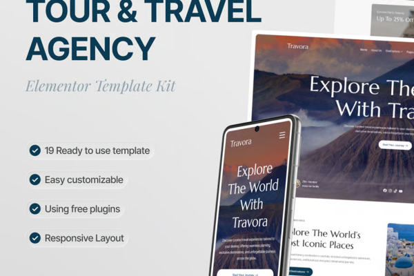 Travora – 旅游旅行社 Elementor 模板套件