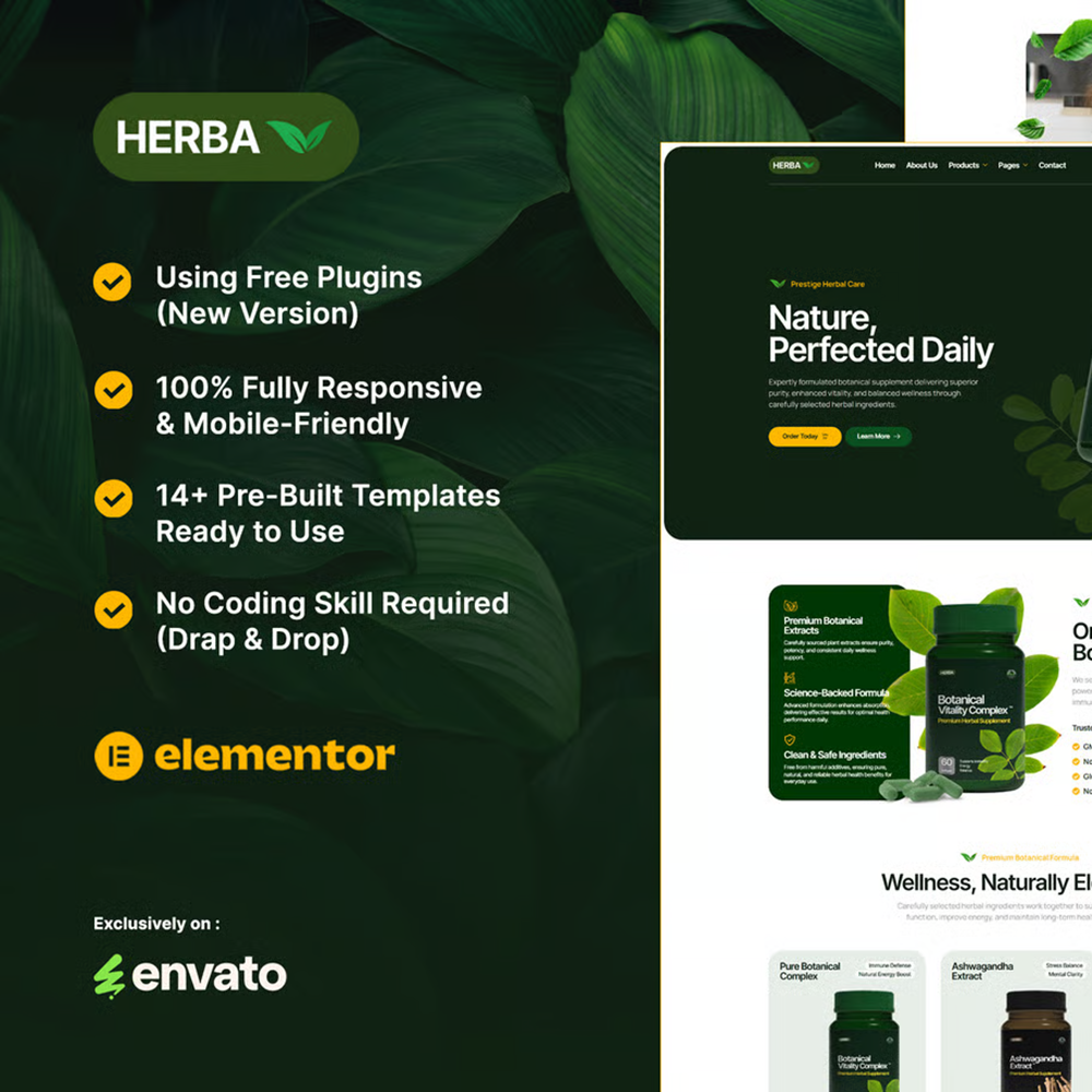 Herba -草本健康养生 Elementor 模板套件