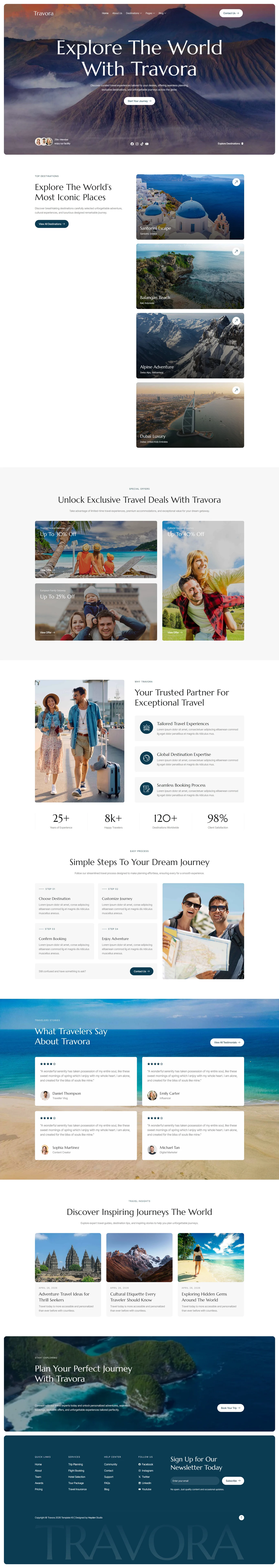 Travora – 旅游旅行社 Elementor 模板套件 Preview 1