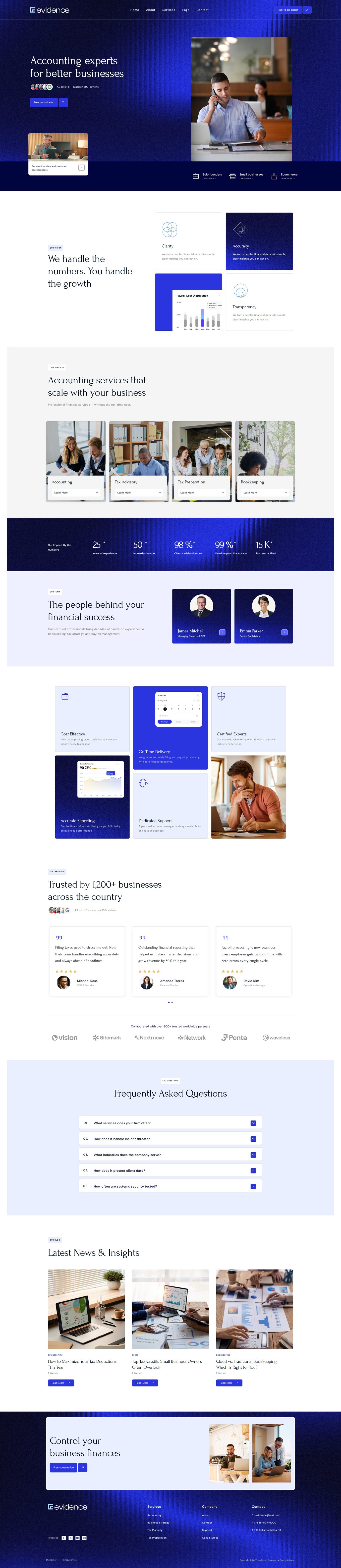 Evidence – 会计税务与 CPA 注册会计师服务 Elementor 模板套件 Preview 2