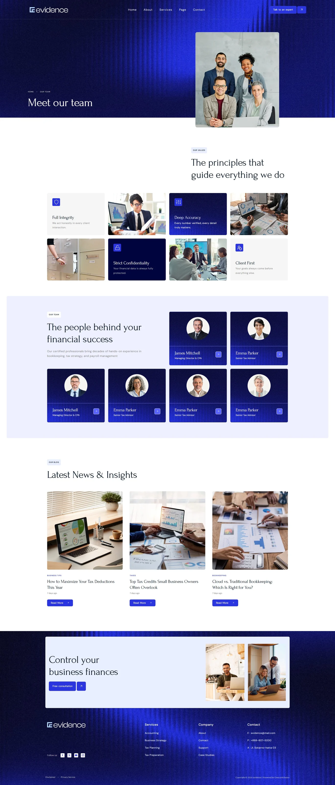 Evidence – 会计税务与 CPA 注册会计师服务 Elementor 模板套件 Preview 4