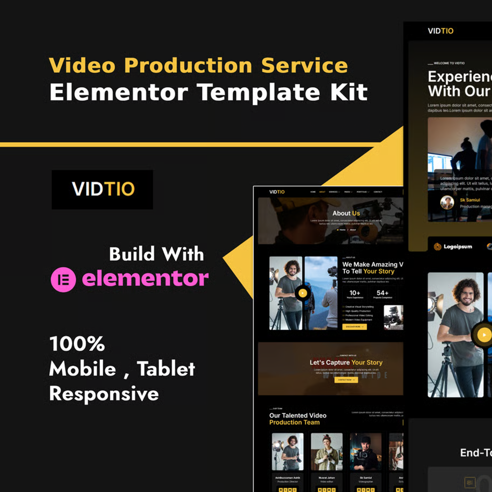 Vidtio – 视频制作行业 Elementor 模板套件