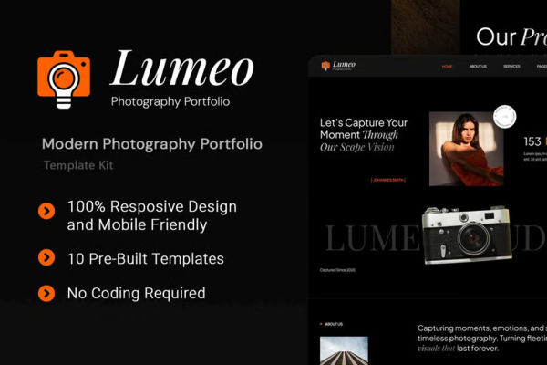 Lumeo – 现代摄影作品集 Elementor 模板套件