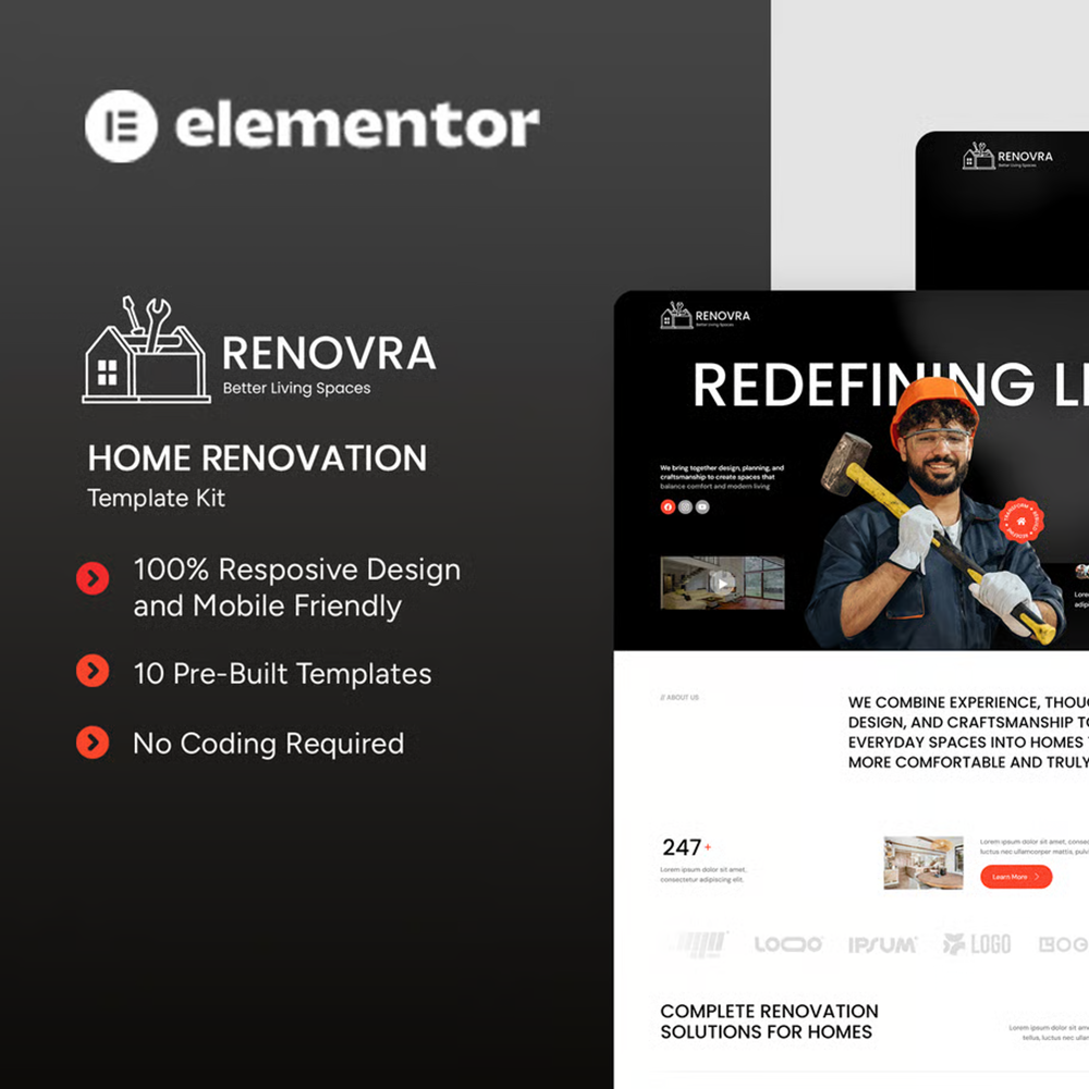 Renovra- 家装改造 Elementor 模板套件