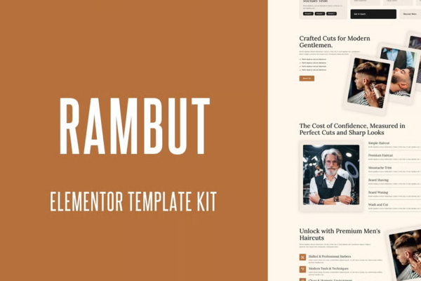 Rambut – 男士理发店 Elementor Pro 模板套件