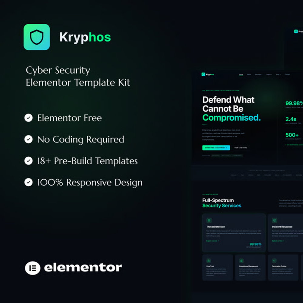 Kryphos – 网络安全 Elementor 模板套件