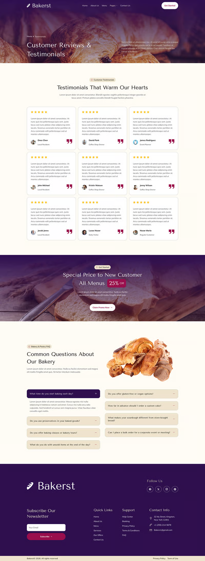 Bakerst – 烘焙糕点面包店 Elementor 模板套件 Preview 2